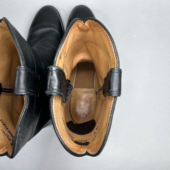 Justin Men's Size 10D Jackson Black Leather 10" Roper Cowboy Boots - Picture 11 of 12